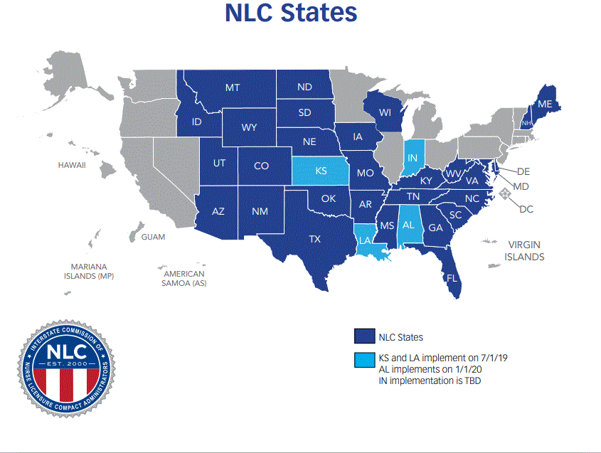 Map of NLC states in 2019